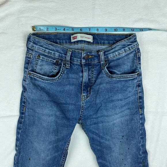 Levi's 510 Skinny Blue Jeans Size 16 Reg 28x30 Stretch Denim Adjustable Boys Kid - Picture 14 of 16